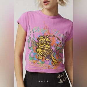 Pink- urban outfitters, Pure love tiger shrunken baby tee